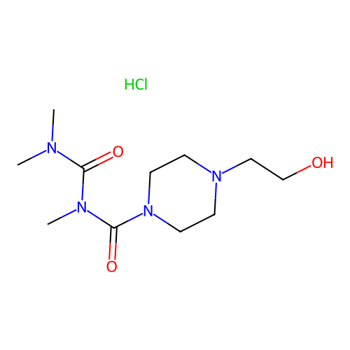 1-Piperazinecarboxamide, N-((dimethylamino)carbonyl)-4-(2-hydroxyethyl)-N-methyl-, monohydrochloride structure