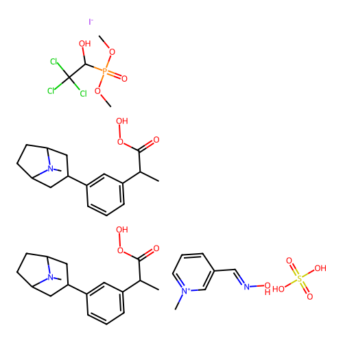 Atropine, pralidoxime iodide, trichlorofon drug combination structure