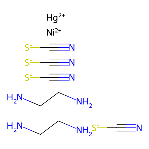 Bis(ethylenediamine)(mercurictetrathiocyanato)nickel structure
