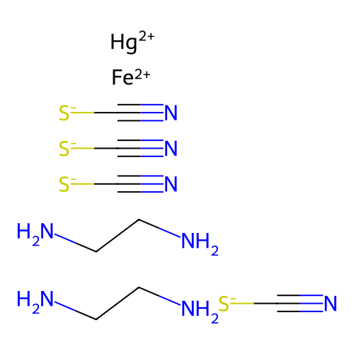 Bis(ethylenediamine)(mercurictetrathiocyanato)iron structure