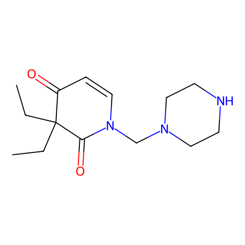 2,4(1H,3H)-Pyridinedione, 3,3-diethyl-1-(1-piperazinylmethyl)- structure