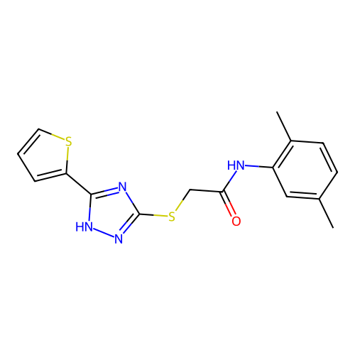N-(2,5-Dimethylphenyl)-2-[[3-(2-thienyl)-1H-1,2,4-triazol-5-yl]thio]acetamide structure