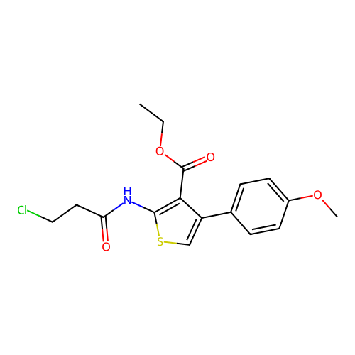 Ethyl 2-(3-chloropropanamido)-4-(4-methoxyphenyl)thiophene-3-carboxylate structure