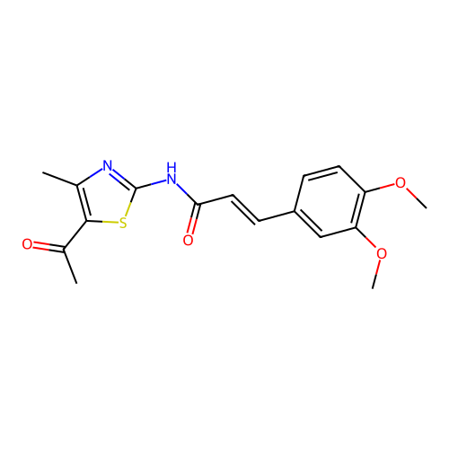 (E)-N-(5-acetyl-4-methyl-1,3-thiazol-2-yl)-3-(3,4-dimethoxyphenyl)prop-2-enamide structure
