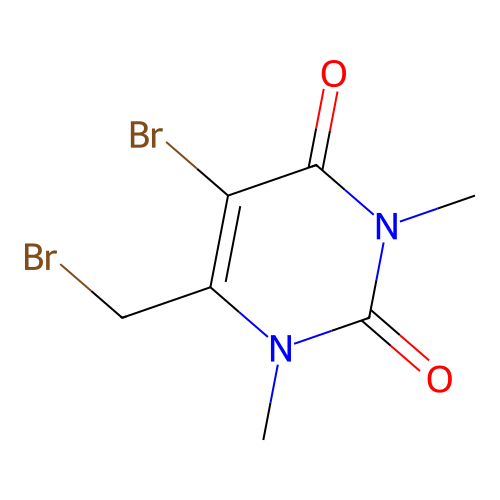 5-bromo-6-(bromomethyl)-1,3-dimethyl-2,4(1H,3H)-pyrimidinedione structure
