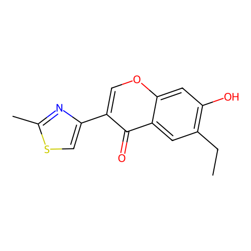 6-ethyl-7-hydroxy-3-(2-methyl-1,3-thiazol-4-yl)-4H-chromen-4-one structure