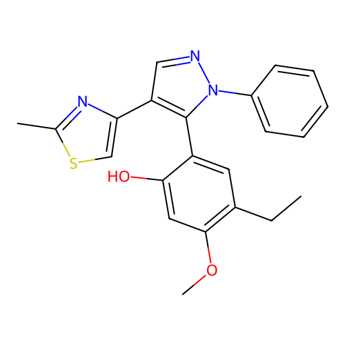 1-Phenyl-4-(2-methyl-4-thiazolyl)-5-(2-hydroxy-4-methoxy-5-ethylphenyl)pyrazole structure