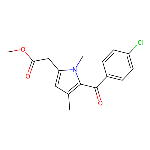 Methyl 5-(4-chlorobenzoyl)-1,4-dimethyl-1H-pyrrole-2-acetate structure