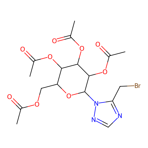 [3,4,5-triacetyloxy-6-[5-(bromomethyl)-1,2,4-triazol-1-yl]oxan-2-yl]methyl acetate structure