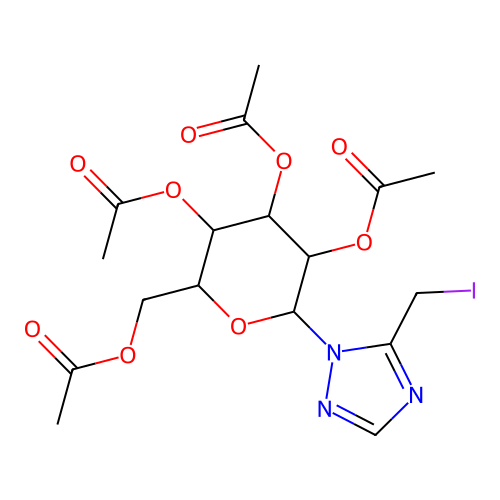 [3,4,5-triacetyloxy-6-[5-(iodomethyl)-1,2,4-triazol-1-yl]oxan-2-yl]methyl acetate structure