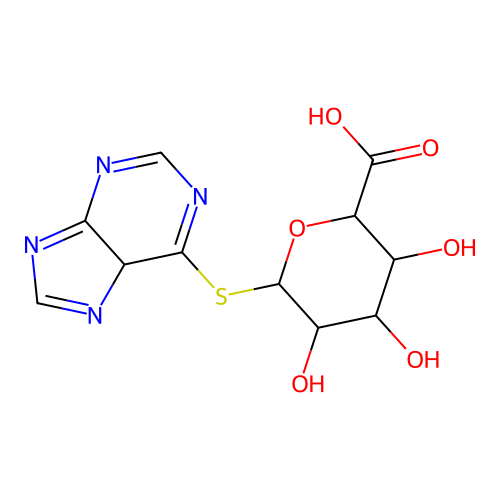 3,4,5-trihydroxy-6-(5H-purin-6-ylsulfanyl)oxane-2-carboxylic acid structure
