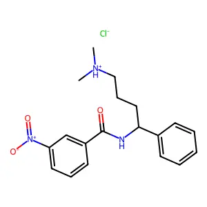 Benzamide, N-(alpha-(3-(dimethylamino)propyl)benzyl)-m-nitro-, hydrochloride structure