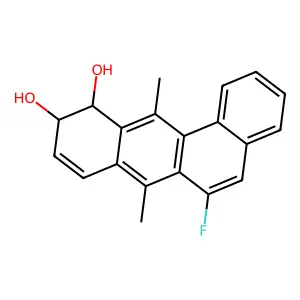 Benz(a)anthracene-10,11-diol, 6-fluoro-10,11-dihydro-7,12-dimethyl-, trans- structure