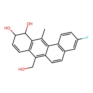 Benz(a)anthracene-10,11-diol, 3-fluoro-10,11-dihydro-7-(hydroxymethyl)-12-methyl-, trans- structure