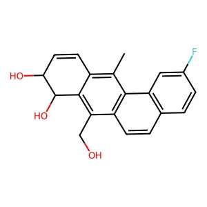 Benz(a)anthracene-8,9-diol, 2-fluoro-8,9-dihydro-7-(hydroxymethyl)-12-methyl-, trans- structure