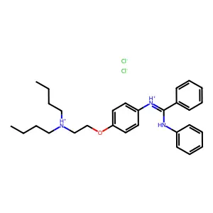 Benzamidine, N-(p-(2-(dibutylamino)ethoxy)phenyl)-N'-phenyl-, dihydrochloride structure