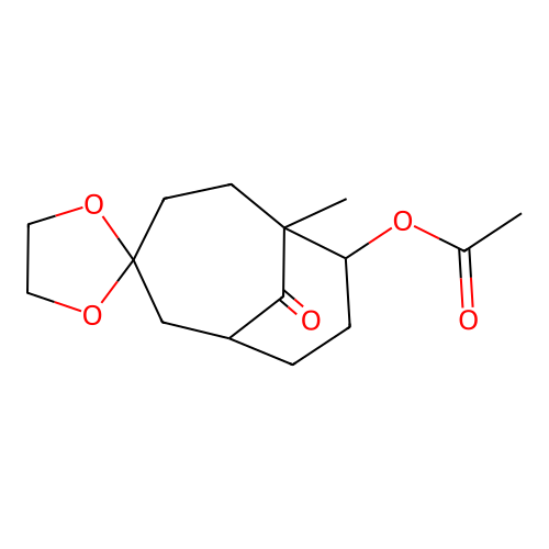 (6'-Methyl-10'-oxospiro[1,3-dioxolane-2,3'-bicyclo[4.3.1]decane]-7'-yl) acetate structure
