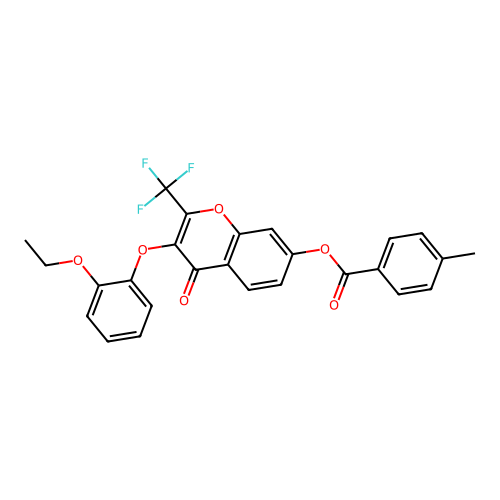 3-(2-ethoxyphenoxy)-4-oxo-2-(trifluoromethyl)-4H-chromen-7-yl 4-methylbenzoate structure