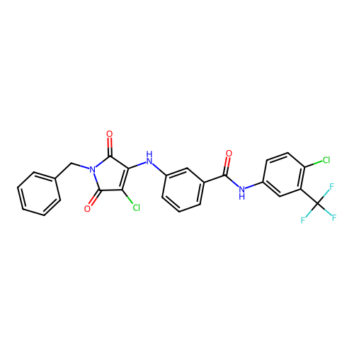 3-((1-Benzyl-4-chloro-2,5-dioxo-2,5-dihydro-1H-pyrrol-3-yl)amino)-N-(4-chloro-3-(trifluoromethyl)phenyl)benzamide structure