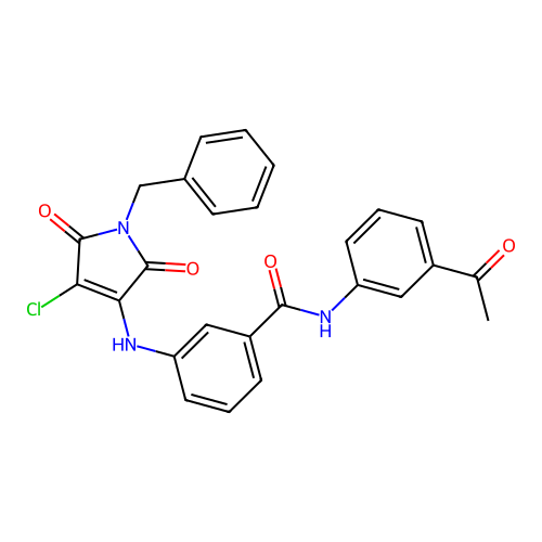N-(3-acetylphenyl)-3-[(1-benzyl-4-chloro-2,5-dioxo-pyrrol-3-yl)amino]benzamide structure