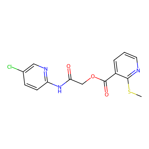 [2-[(5-chloropyridin-2-yl)amino]-2-oxoethyl] 2-methylsulfanylpyridine-3-carboxylate structure