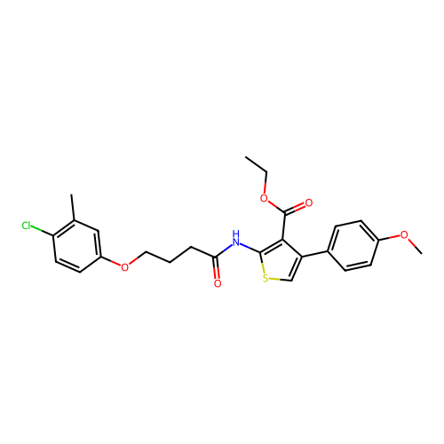 Ethyl 2-[[4-(4-chloro-3-methylphenoxy)-1-oxobutyl]amino]-4-(4-methoxyphenyl)-3-thiophenecarboxylate structure