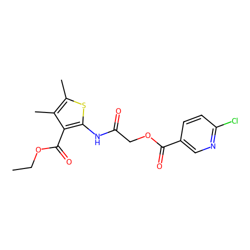 [2-[(3-ethoxycarbonyl-4,5-dimethylthiophen-2-yl)amino]-2-oxoethyl] 6-chloropyridine-3-carboxylate structure