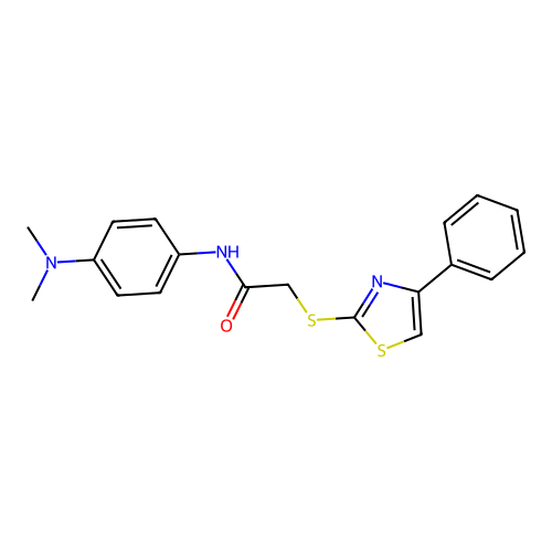 N-[4-(dimethylamino)phenyl]-2-[(4-phenyl-1,3-thiazol-2-yl)sulfanyl]acetamide structure