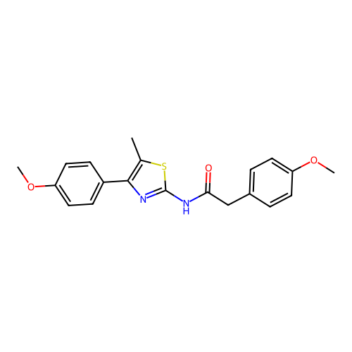 2-(4-methoxyphenyl)-N-[4-(4-methoxyphenyl)-5-methyl-1,3-thiazol-2-yl]acetamide structure