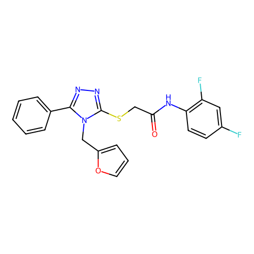 N-(2,4-difluorophenyl)-2-{[4-(furan-2-ylmethyl)-5-phenyl-4H-1,2,4-triazol-3-yl]sulfanyl}acetamide structure