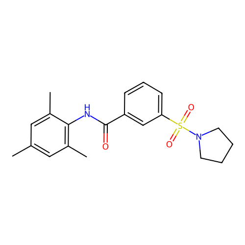 3-pyrrolidin-1-ylsulfonyl-N-(2,4,6-trimethylphenyl)benzamide structure