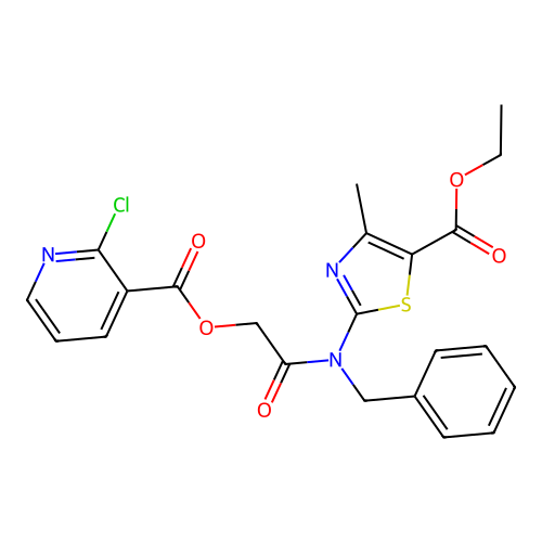 {BENZYL[5-(ETHOXYCARBONYL)-4-METHYL-1,3-THIAZOL-2-YL]CARBAMOYL}METHYL 2-CHLOROPYRIDINE-3-CARBOXYLATE structure