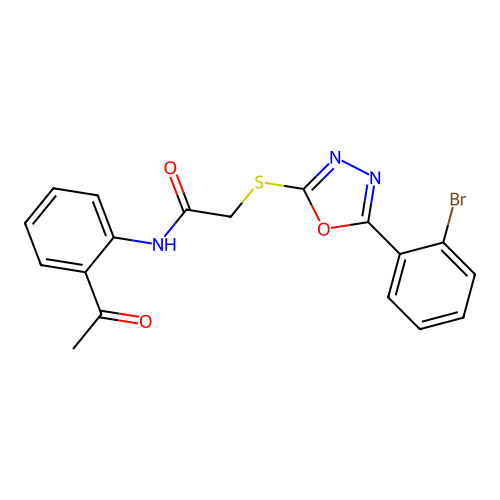 N-(2-acetylphenyl)-2-{[5-(2-bromophenyl)-1,3,4-oxadiazol-2-yl]sulfanyl}acetamide structure
