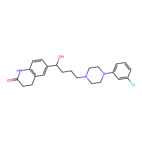 6-(1-Hydroxy-4-(4-(3-chlorophenyl)-1-piperazinyl)butyl)-3,4-dihydrocarbostyril structure