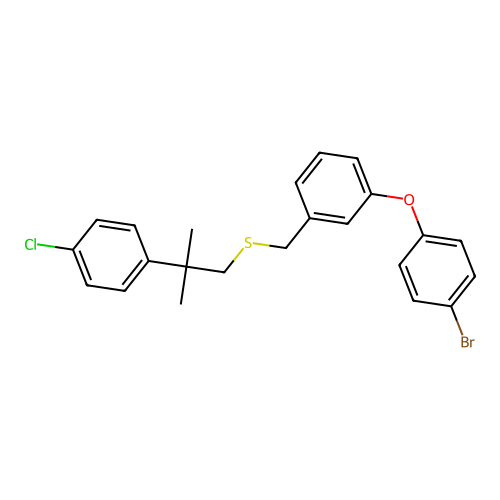Benzene, 1-(4-bromophenoxy)-3-(((2-(4-chlorophenyl)-2-methylpropyl)thio)methyl)- structure