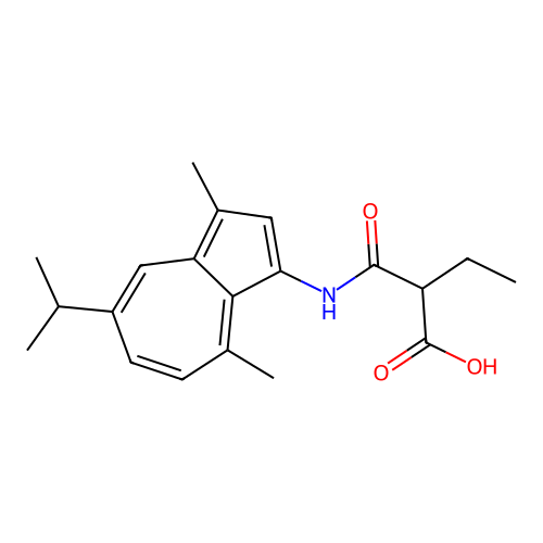 Butanoic acid, 2-(((3,8-dimethyl-5-(1-methylethyl)-1-azulenyl)amino)carbonyl)- structure