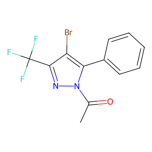1-Acetyl-4-bromo-5(3)-phenyl-3(5)-(trifluoromethyl)pyrazole structure