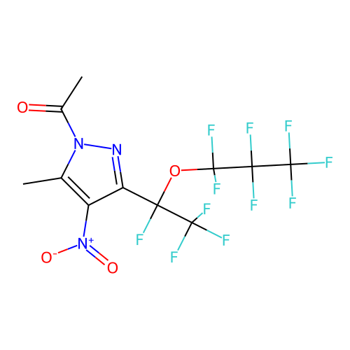 1-Acetyl-3-[1-(heptafluoropropoxy)-1,2,2,2-tetrafluoroethyl]-5-methyl-4-nitro-1H-pyrazole structure