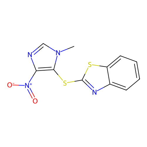 2-(3-Methyl-5-nitroimidazol-4-yl)sulfanyl-1,3-benzothiazole structure