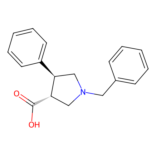 (3R,4S)-1-benzyl-4-phenylpyrrolidine-3-carboxylic acid structure
