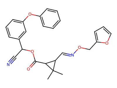 [cyano-(3-phenoxyphenyl)methyl] 3-(furan-2-ylmethoxyiminomethyl)-2,2-dimethylcyclopropane-1-carboxylate structure