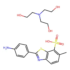 7-Benzothiazolesulfonic acid, 2(-p-aminophenyl)-6-methyl-, triethanolamine salt structure