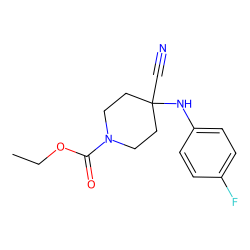 Ethyl 4-cyano-4-((4-fluorophenyl)amino)piperidine-1-carboxylate structure