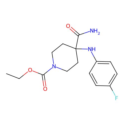 Ethyl 4-carbamoyl-4-[(4-fluorophenyl)amino]piperidine-1-carboxylate structure