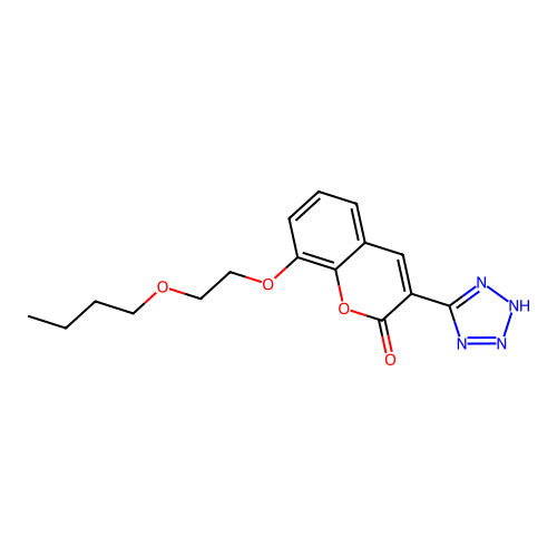 2H-1-Benzopyran-2-one, 8-(2-butoxyethoxy)-3-(1H-tetrazol-5-yl)- structure