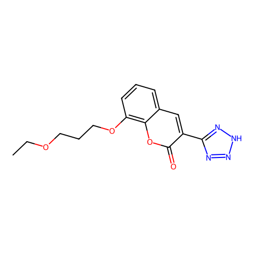 2H-1-Benzopyran-2-one, 8-(3-ethoxypropoxy)-3-(1H-tetrazol-5-yl)- structure