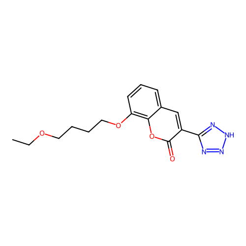 2H-1-Benzopyran-2-one, 8-(4-ethoxybutoxy)-3-(1H-tetrazol-5-yl)- structure