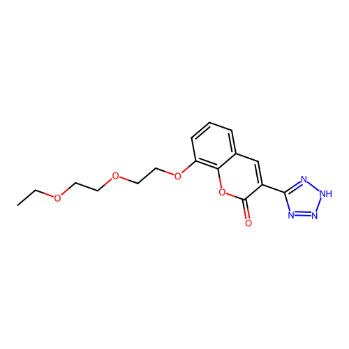2H-1-Benzopyran-2-one, 8-(2-(2-ethoxyethoxy)ethoxy)-3-(1H-tetrazol-5-yl)- structure
