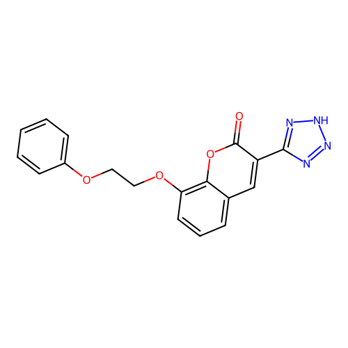 2H-1-Benzopyran-2-one, 8-(2-phenoxyethoxy)-3-(1H-tetrazol-5-yl)- structure