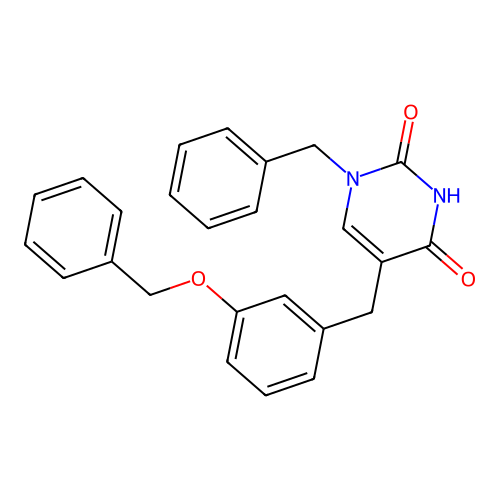 1-Benzyl-5-[(3-phenylmethoxyphenyl)methyl]pyrimidine-2,4-dione structure
